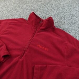 Marmot Sweater Mens L Red‎ Fleece Pullover 1/4 Zip Mock Neck Outdoor Hiking Trek